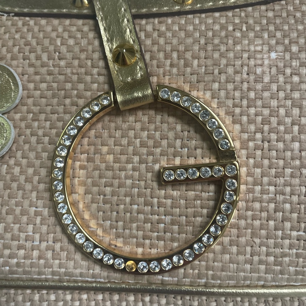 Guess Gold and Tan Mini Bag with Floral Accents - Picture 3 of 8